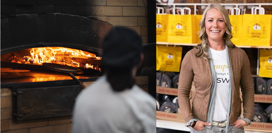 Knäckebrödsbakning i vedeldad ugn och porträtt av Riina Myrsell.