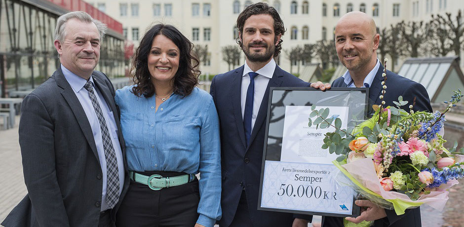 Foto på Sven-Erik Bucht, Marie Söderqvist, H.K.H. Prins Carl Philip och Diego Cabeza.